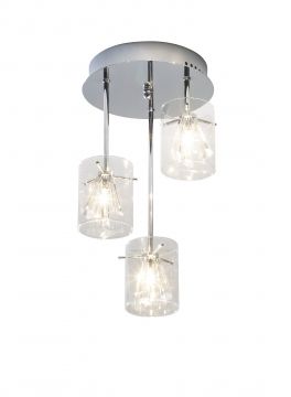 Polished Chrome and Glass 3 Light Semi Flush with Crystals ID Large View