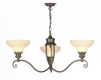 A Traditional Three Light Pendant Light With Glass Shades ID Large View