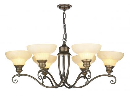 A Traditional Six Light Pendant Light With Glass Shades ID Large View