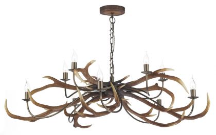 A Stunning Hand Painted Antler Pendant Light-White Finish - DISCONTINUED Large View