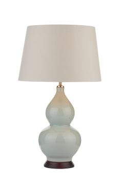 Pale Blue Table Lamp complete with Cream Shade - DISCONTINUED Large View