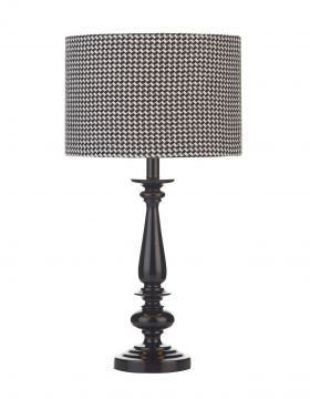 Black Table Lamp complete with Check Shade - DISCONTINUED Large View