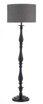 Black Floor Lamp complete with Check Shade - DISCONTINUED Large View