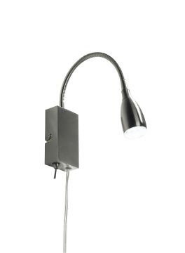 Satin Chrome LED Plug-in Flexi Reading Wall Light ID Large View