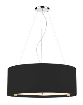 6 Light 90cm Black Micropleat Pendant with Glass Diffuser ID Large View
