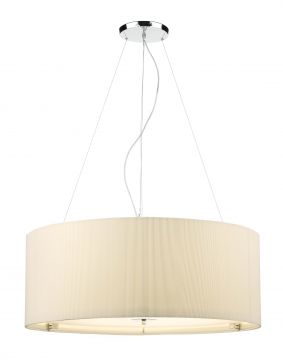 6 Light 90cm Cream Micropleat Pendant with Glass Diffuser ID Large View