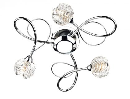 Flush Polished Chrome 3 Light with Clear Ripple Glass ID Large View