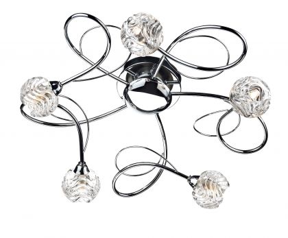 Flush Polished Chrome 5 Light with Clear Ripple Glass ID Large View