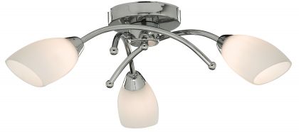 Chrome 3 Arm Ceiling Light with Frosted Glass ID Large View