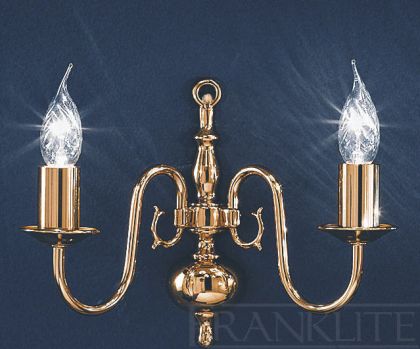 Polished Brass Double Arm Flemish Wall Light ID Large View