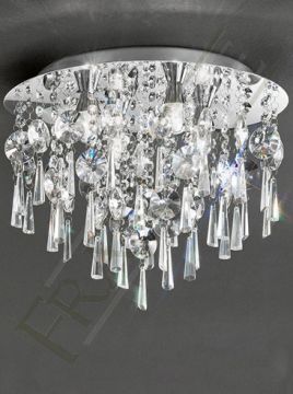 Chrome Finish Flush Bathroom Light with Crystal Glass Drops ID Large View
