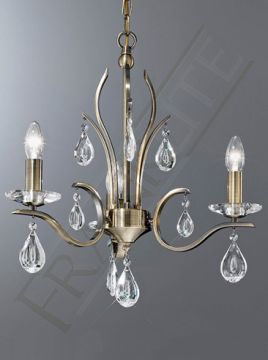 Bronze Finish 3 Arm Chandelier with Crystal Drops ID Large View