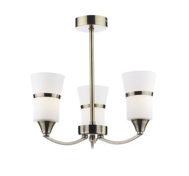 Three Light Semi Flush Ceiling Light With Glass Shades - DISCONTINUED Large View