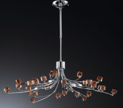 Italian ceiling light in chrome with red cut glass cubes ID Large View