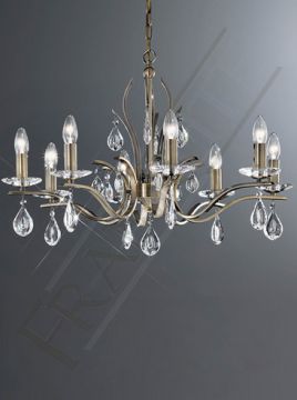 Bronze Finish 8 Arm Chandelier with Crystal Drops ID Large View