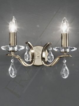Bronze Finish 2 Arm Wall Light with Crystal Drops ID Large View