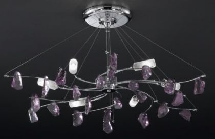 Italian mineral crystal ceiling lamp in chrome and amethyst ID Large View