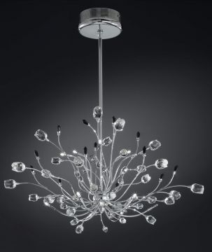 Italian ceiling light finished in chrome with rose shape crystal ID  Large View