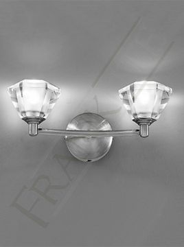Satin Nickel and Crystal Glass Switched Double Wall Light ID Large View