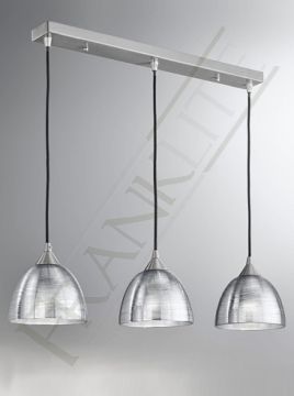 Satin Nickel and Silver Glass 3 Light Suspended Pendant Bar ID Large View