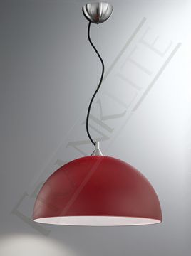 Satin Nickel and Red Glass Large Single Pendant - DISCONTINUED Large View