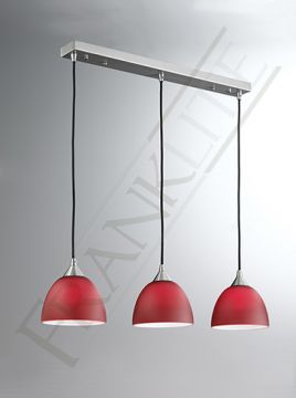 Three Light Red Glass Suspension Pendant ID Large View
