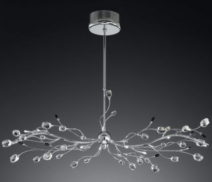 Chrome Long and Thin Italian Ceiling Light featuring Rose Crystals ID Large View