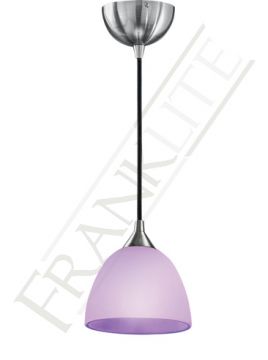 Satin Nickel and White/Lilac Glass Small Single Pendant - DISCONTINUED Large View