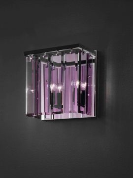 Italian wall light finished in chrome with flat amethyst glass ID Large View