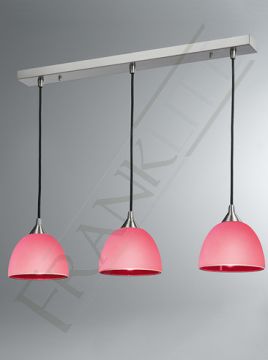 Three Light Red and White Suspension Pendant - DISCONTINUED Large View