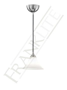 Satin Nickel and White Glass Small Single Pendant - DISCONTINUED Large View