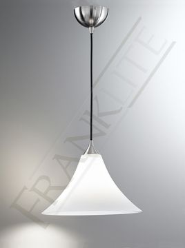 Satin Nickel and White Glass Medium Single Pendant - DISCONTINUED Large View