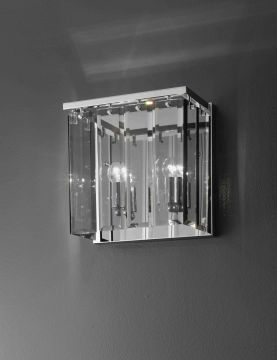 Italian wall light in polished chrome with flat smoked glass ID Large View