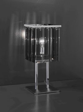 Beautiful Italian table lamp in chrome with flat black glass - BESPOKE SPECIAL COLOUR Large View