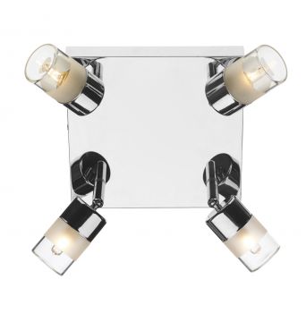 Polished Chrome and Glass 4 Spot Bathroom Ceiling Light ID Large View