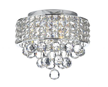 Polished Chrome Compact Semi Flush Ceiling Light with Crystal ID Large View