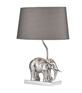 Elephant Design Table Lamp Complete with Grey Shade - DISCONTINUED Large View