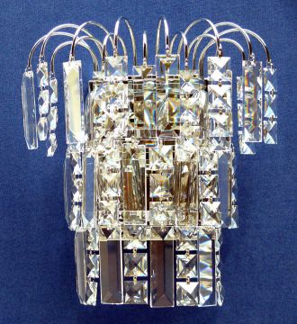 Polished chrome wall light dressed with square crystal drops ID Large View