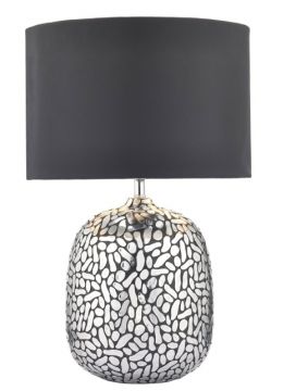 Silver Pellet Design Table Lamp Complete with Black Shade - DISCONTINUED Large View