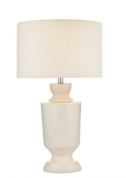 Cream Ceramic Table Lamp Complete with Cotton Shade - DISCONTINUED Large View