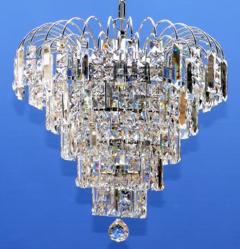 Ceiling chandelier in chrome dressed with square crystal drops ID Large View