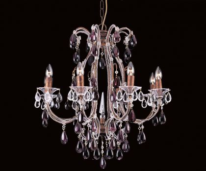 Rustic Bronze and Amethyst Crystal 8 Arm Chandelier ID Large View