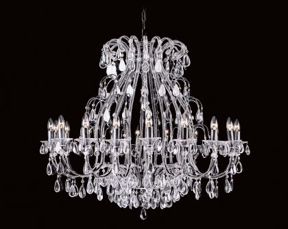 Large Rustic Silver and Crystal 18 Arm Chandelier ID Large View