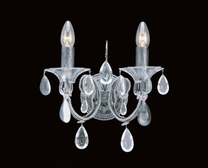 Rustic Silver and Crystal Double Arm Wall Light ID  Large View