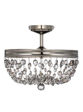 Polished Nickel and Smoked Glass Semi Flush Ceiling Light ID Large View