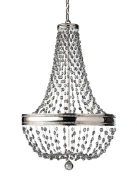 8 Light Polished Nickel and Smoked Crystal Glass Ceiling Light ID Large View