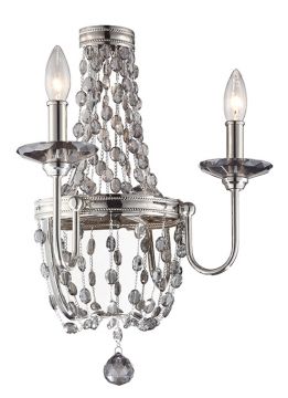 Polished Nickel and Smoked Crystal Glass Double Wall Light ID  Large View