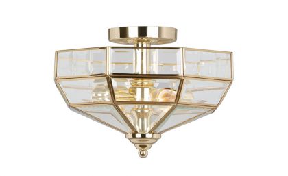 Semi Flush Ceiling Light in Polished Brass ID Large View
