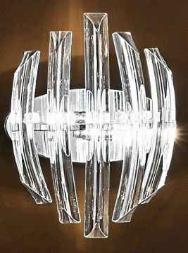 Modern Halogen Chrome and Crystal Rib Wall Light - DISCONTINUED Large View