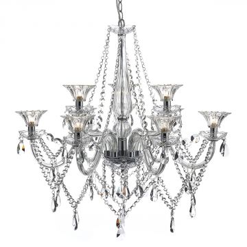 Large Luxury Crystal Glass 9 Arm Chandelier - DISCONTINUED Large View